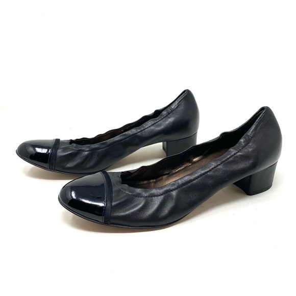 AGL Black Leather Block Heel Shoes - Picture 2 of 6